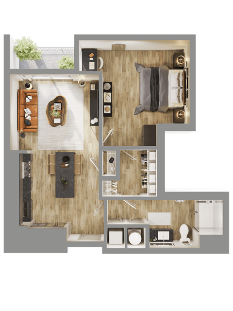 a floor plan of a house with a bedroom and a living room at Bemiston Place Apartments, Clayton, MO 63105